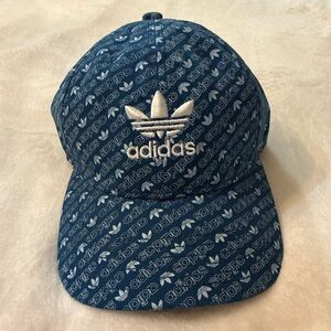 adidas  Navy Blue Allover Trefoil Cap